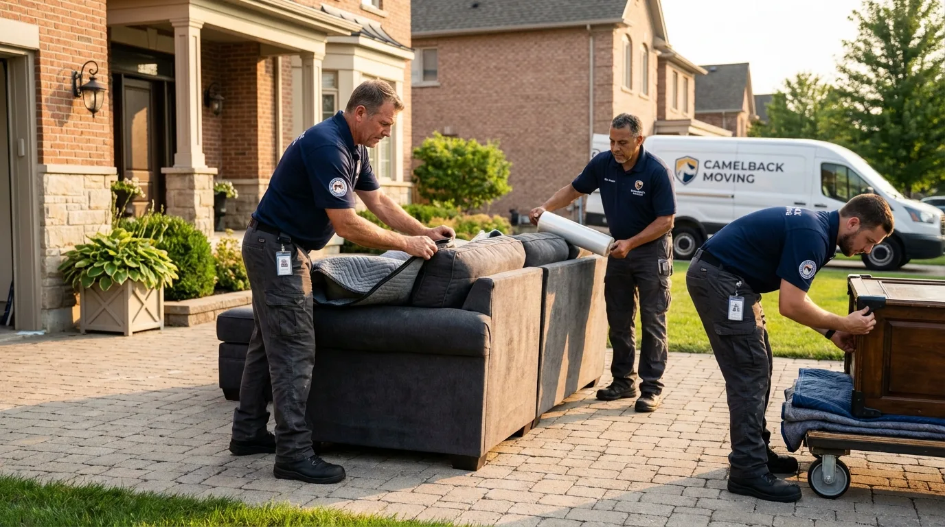 Large estate moving crew wrapping furniture in East Brunswick, NJ