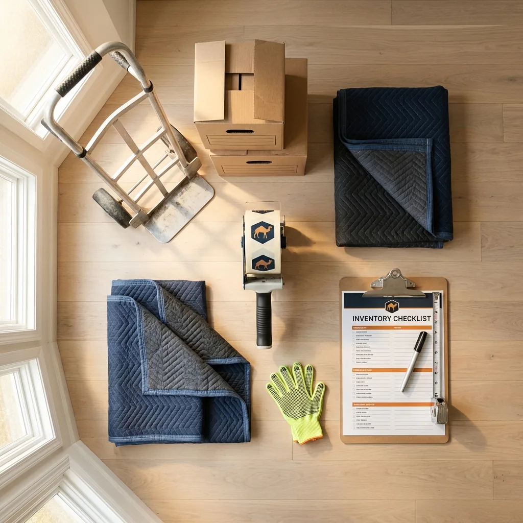 Professional moving supplies and packing materials layout for East Brunswick residential relocations